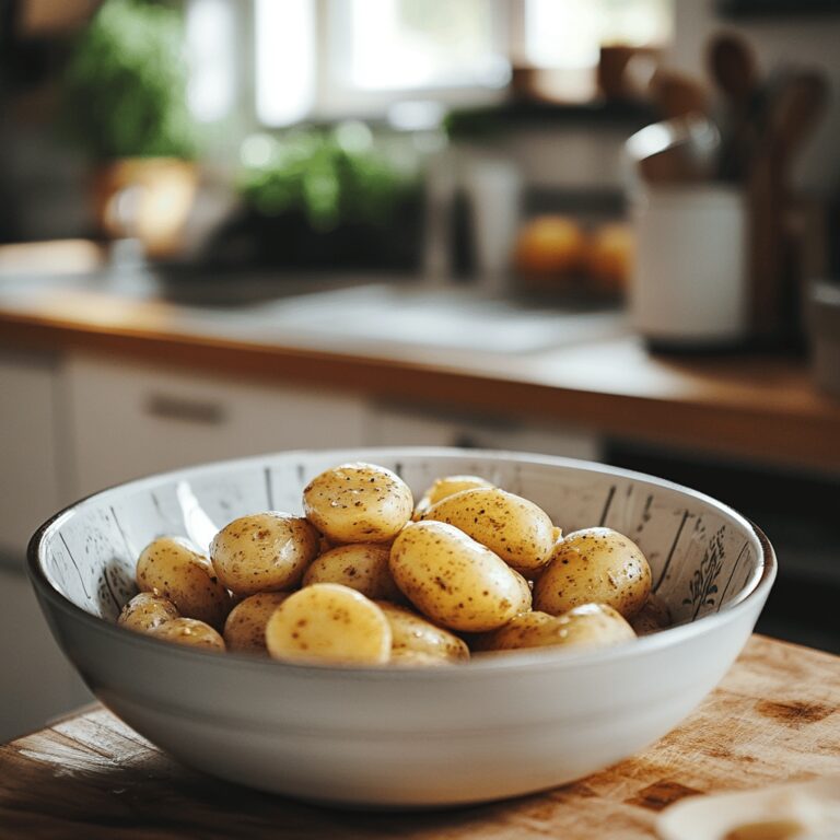 A warm and inviting modern kitchen filled with natural light, featuring a variety of cooking tools and ingredients related to potato dishes. Counters adorned with utensils, bowls, and various spices, creating a cozy yet professional atmosphere. The overall scene evokes a sense of homeliness, without focusing on a single dish, illustrating the joy of cooking with potatoes.