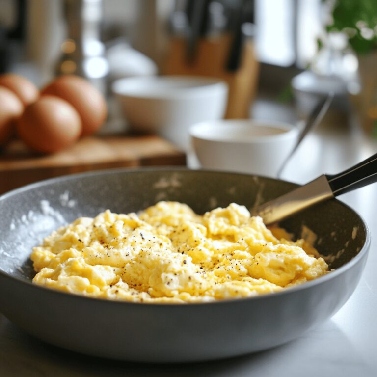 A cozy, modern kitchen featuring an array of cooking tools and ingredients, with natural lighting creating a warm atmosphere. The scene includes various utensils, bowls, and a well-organized countertop, inviting viewers into a homely yet professional cooking space that reflects the art of making perfect scrambled eggs, without focusing on a single dish.